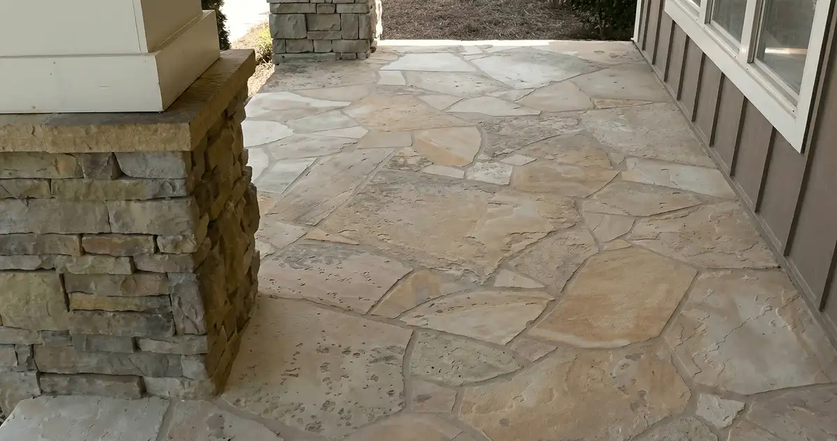 House entrance with professionally installed stone flooring in Cambridge MA